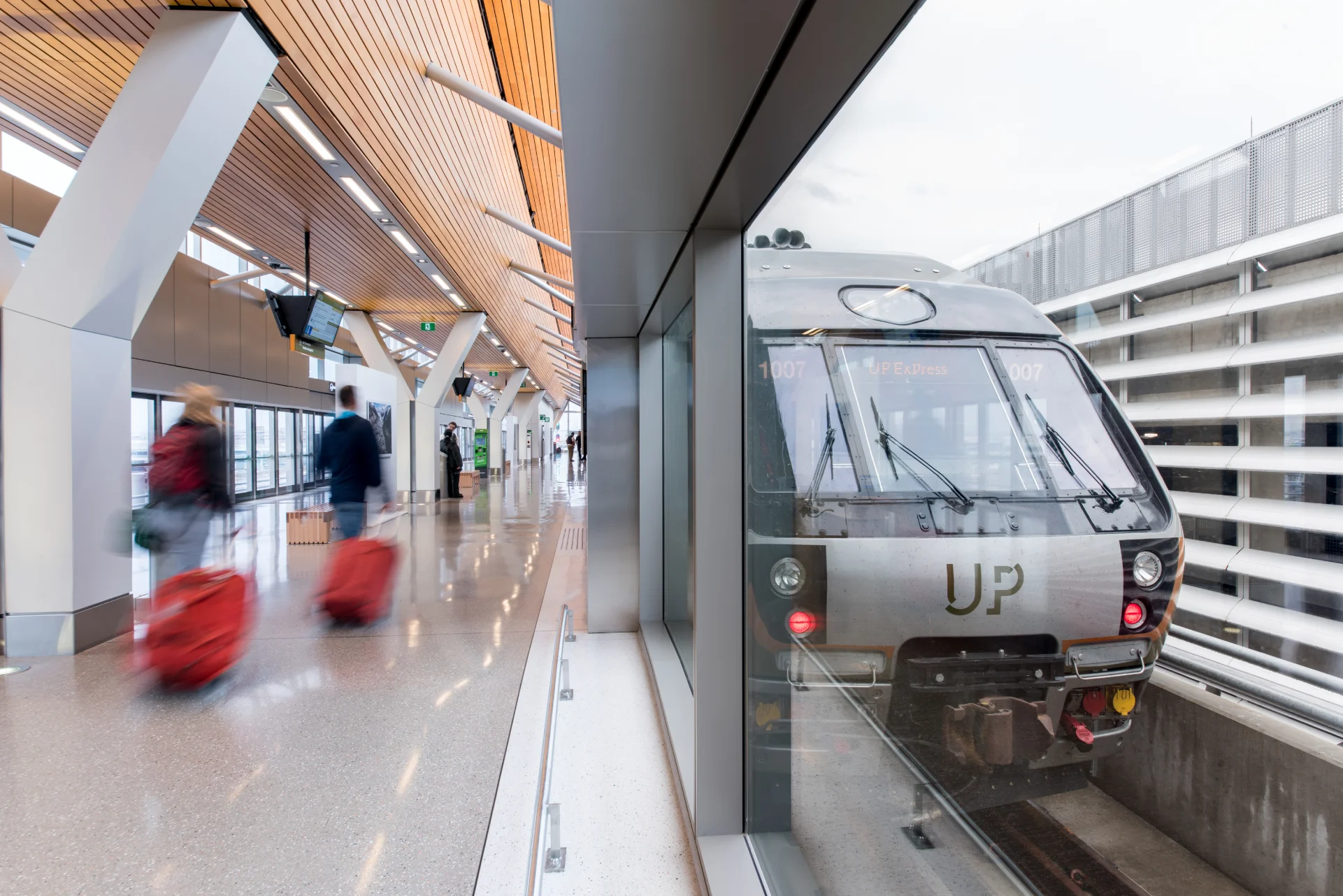 A UP Express train at a Toronto station platform