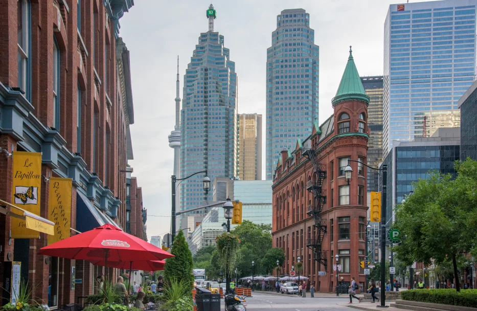 The Gooderham Building and downtown Toronto towers