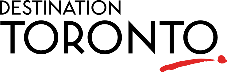 Destination Toronto logo featuring black lettering on a white background.