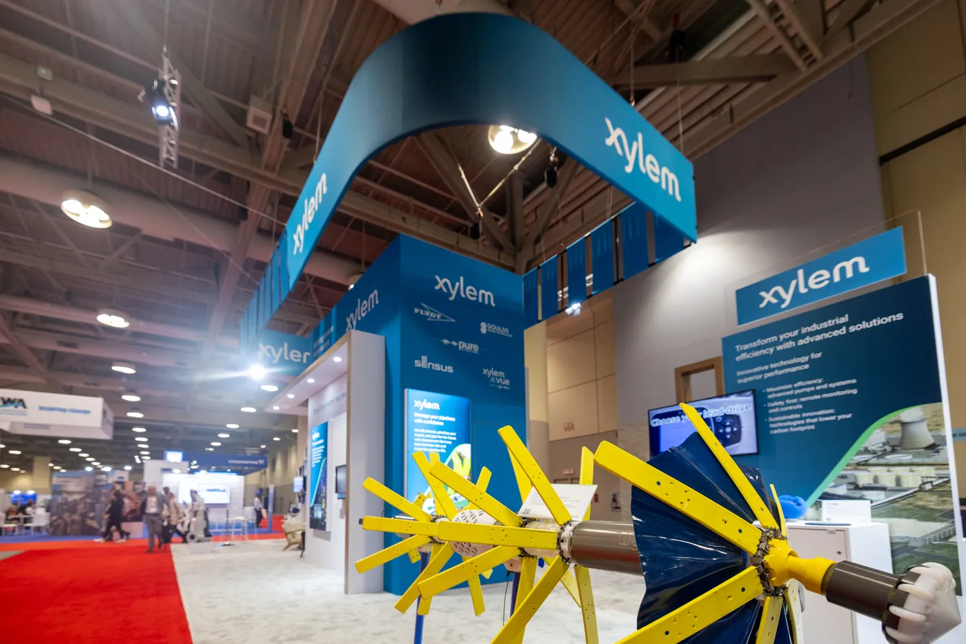 Xylem exhibition booth featuring colourful displays at the IWA World Water Congress.